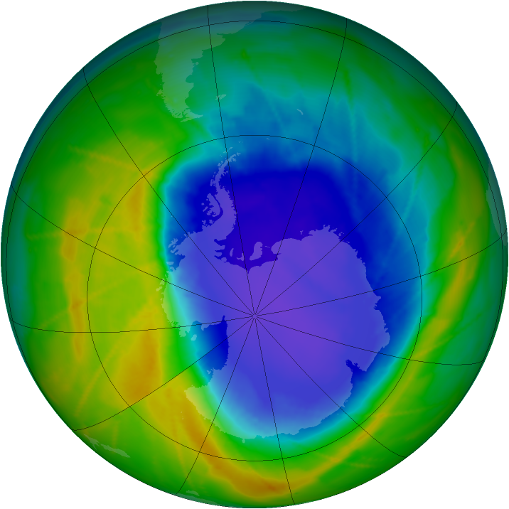 Antarctic ozone map for 22 October 2010